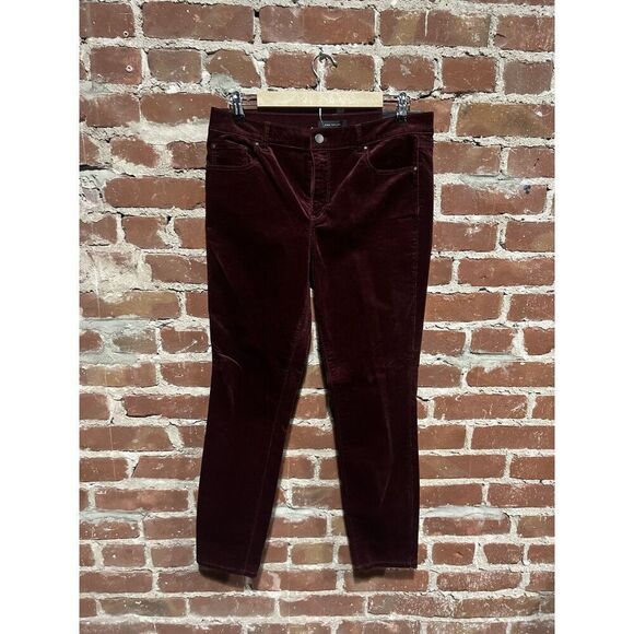 Ann Taylor Womens Red Velour Skinny Pant Size 10 NWT - Picture 1 of 4